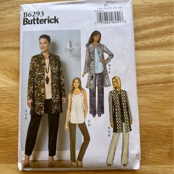 Butterick B6293 Sewing Pattern F5 (16–24) Jacket Tunic Pants Uncut Easy - Picture 2 of 4